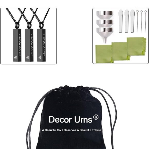 3 Pack Memorial Ashes Necklace Stainless Steel Locket Pendant Keepsake - Picture 7 of 7